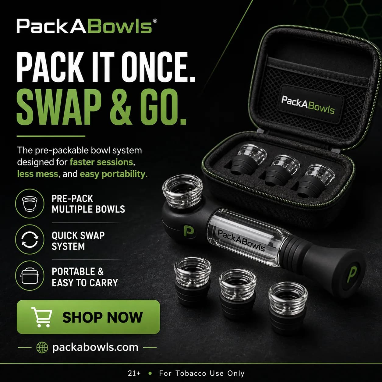 GPT product-focused static ad for the PackABowls system
