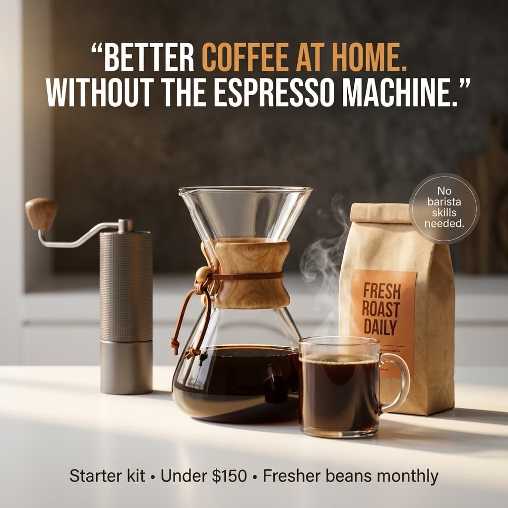 Static image ad generated for an EMBR Brew pour-over coffee station